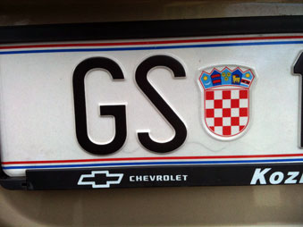 Croatian Number Plate
