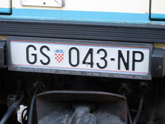 Croatian Number Plate